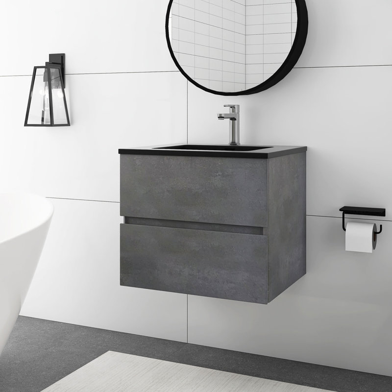 Meuble-lavabo simple mural 24 po avec comptoir à surface solide 24 po