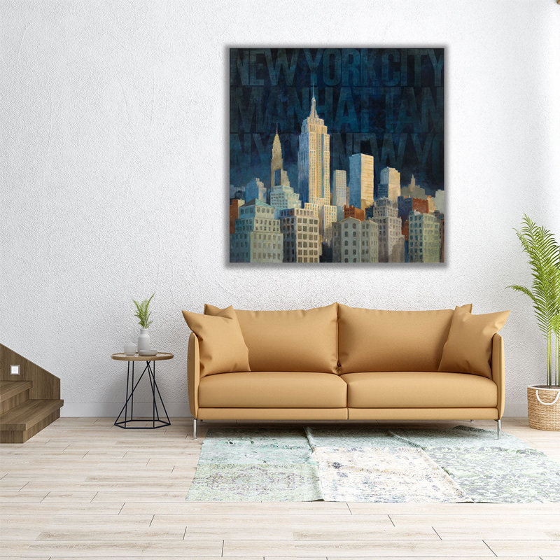 «Midnight in Midtown Words», reproduction d'art sur toile, H 12 po x l 12 po
