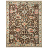 Hand Knotted Wool Oriental Area Rug in Brown