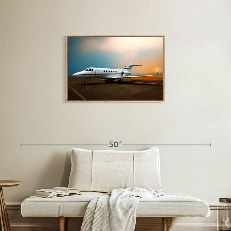 Stationnement privé en avion, Cadre flottant en bois naturel, 31 po x 21 po