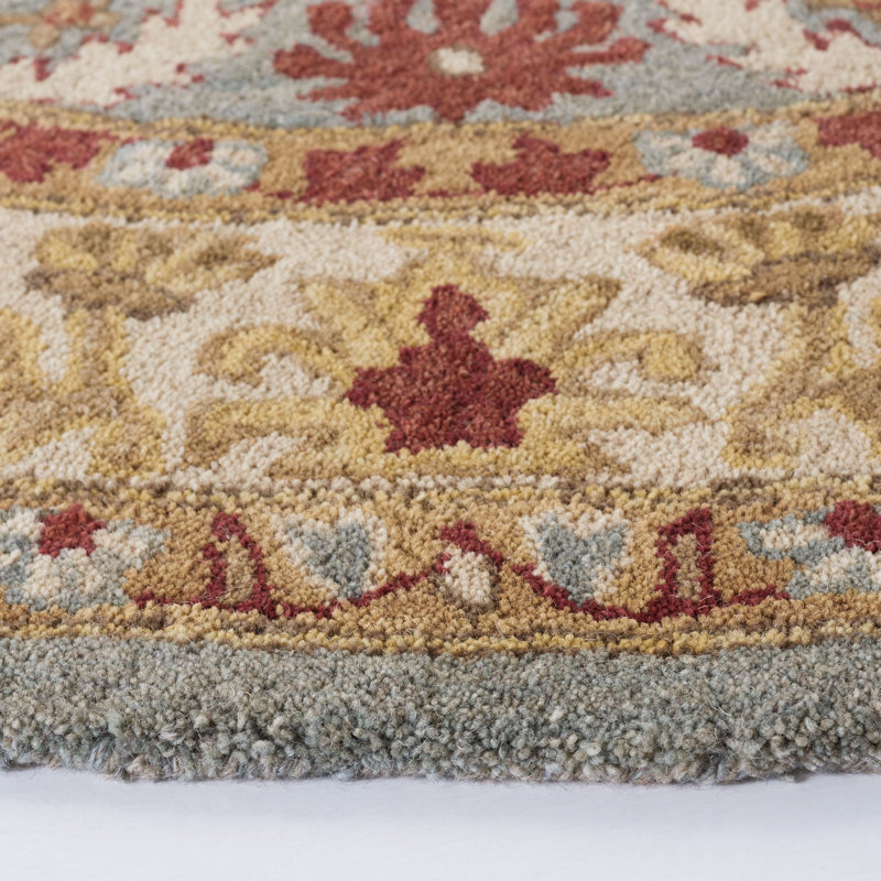 Tapis bleu clair / ivoire en laine touffeté à la main Tingley, Rond 6 pi