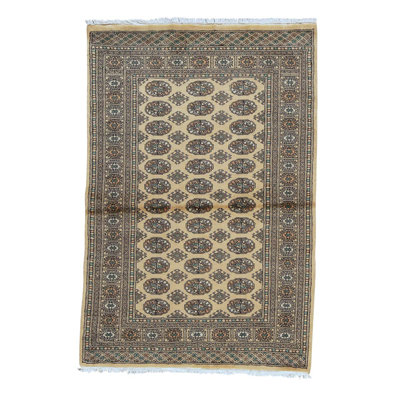 Tapis gris / beige noué à la main de haute qualité et unique en son genre