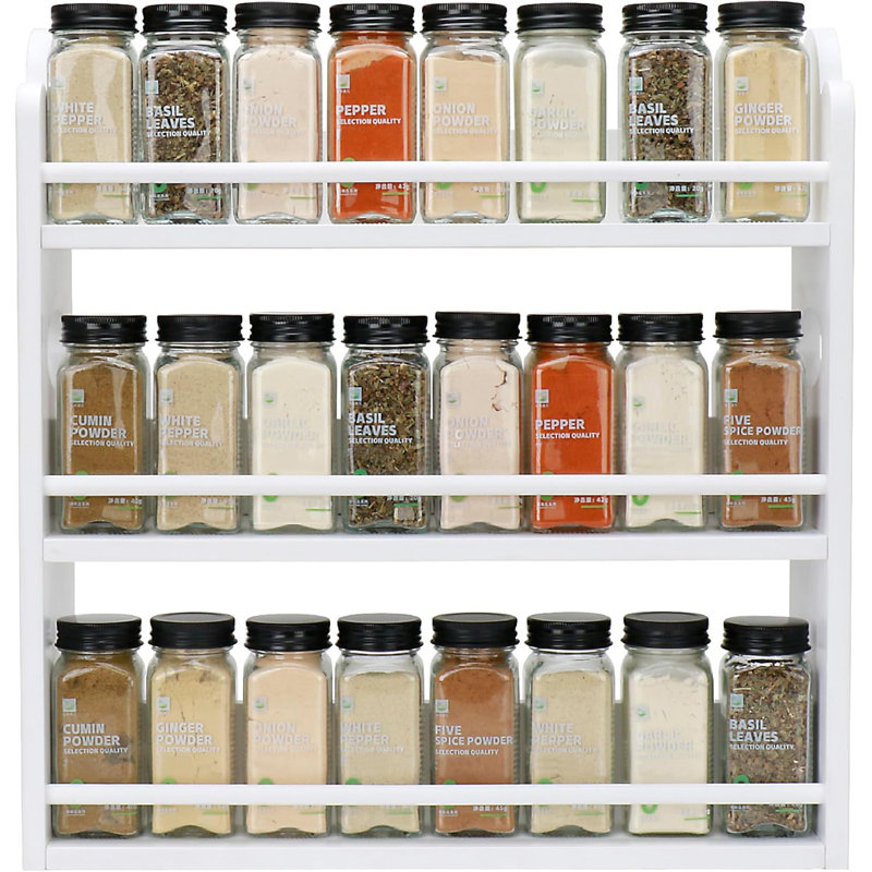 Three Layer Bamboo Spice Rack, White