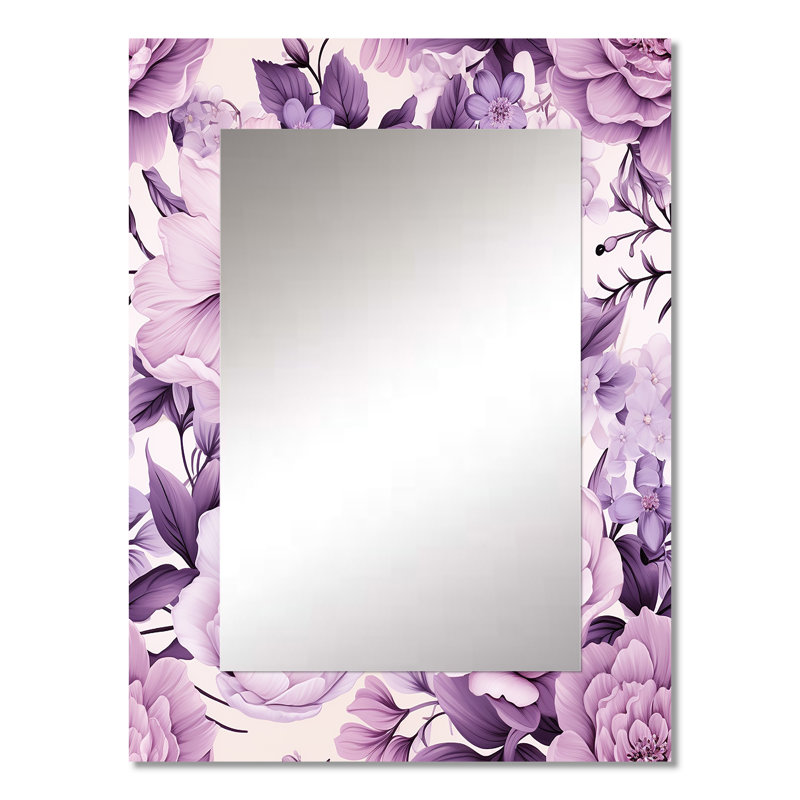 Vecchia Victorian Elegance Soft Lavender Blossom - miroir floral, miroir mural décoratif de campagne, impression d'art en métal
