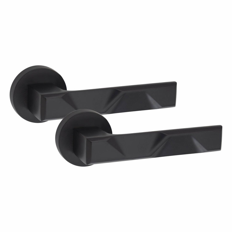 6 Pairs Modern Nova Design Premium Door Handles on Round Rose in Matt Black Finish