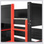 Lit mezzanine en bois avec escalier de rangement, bureau, tablettes et panneau perforé, solution ultime pour économiser de l'espace pour les joueurs-129448250-129448251
