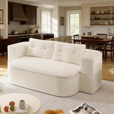 Canapé de 78,7 pouces moderne 2-en-1 pliable avec une couverture pratique et deux coussins moelleux, convertible en canapé-lit.