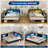 LED Full Size Corner Bed With Charging Station And 2 Drawers Teen Bed With Bookcases-593656103-593656098