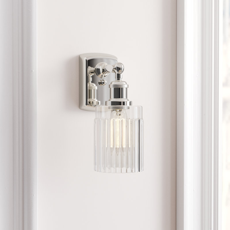 Applique murale à bras 1 lumière Kamena, Ampoule DEL 6 watts rétro, Transparent, Nickel poli