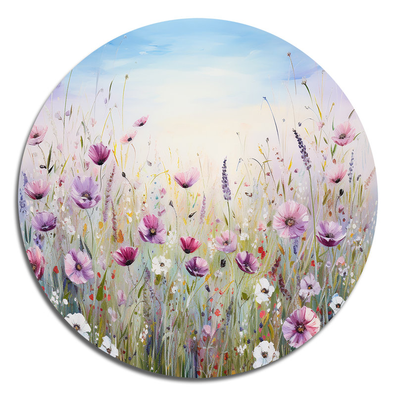 Graeme - art mural floral rond en métal, H 36 po x l 36 po