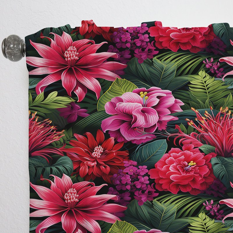 Motif floral exotique exotique - Rideau floral - Rideau floral obscurcissant - 1 panneau, L 52 po x L 120 po