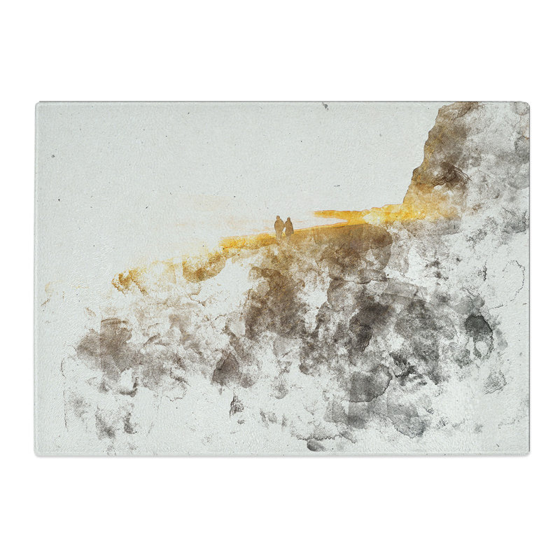Tempered Glass Couple on the Beach Chopping Board, 20 cm x 28.5 cm