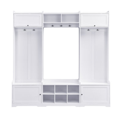 VIBE HAUS 79.1''Wide Modern Hall Tree With Shoe Storage