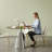 35-inch Round Dining Table With Four White Ergonomic Dining Chairs