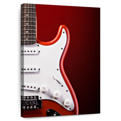 Abarca, guitare électrique moderne sur fond rouge