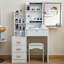 Bureau de coiffeuse avec miroir coulissant, lumières et beaucoup de rangement, parfait pour le maquillage et le style dans n'importe quelle chambre à coucher