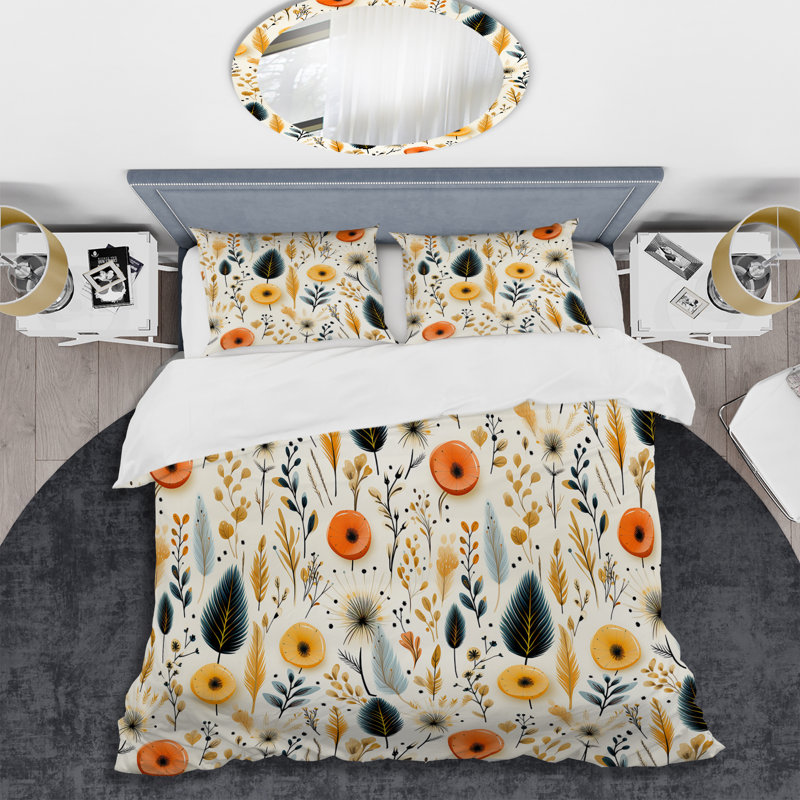 Ensemble de housse de couette Earthy Boho Eclectic Plants I - Eclectic, Housse de couette pour grand lit et 2 taies décor