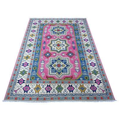 Tapis oriental en laine pure Kazak 5 pi 0 po x 6 pi 9 po Thulian