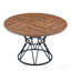 Une table de salle à manger circulaire d'un diamètre de 47,3 pouces, comprenant 4 plateaux de table en MDF grain de bois de noyer, des supports en métal en forme de sablier noir et une table de salle à manger de style industriel moderne pour 4 à 6 personnes.-129417360