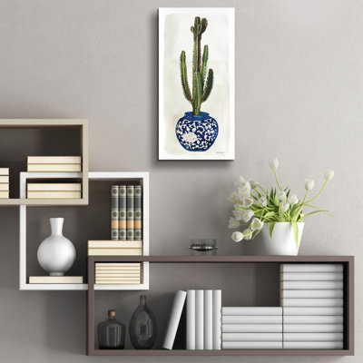 «Cacti in Blue Pot 2» par Stellar Design Studio, art mural en verre acrylique