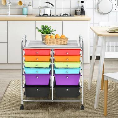 12 Drawers Rolling Cart Storage Scrapbook Paper Organizer Bins - Costway