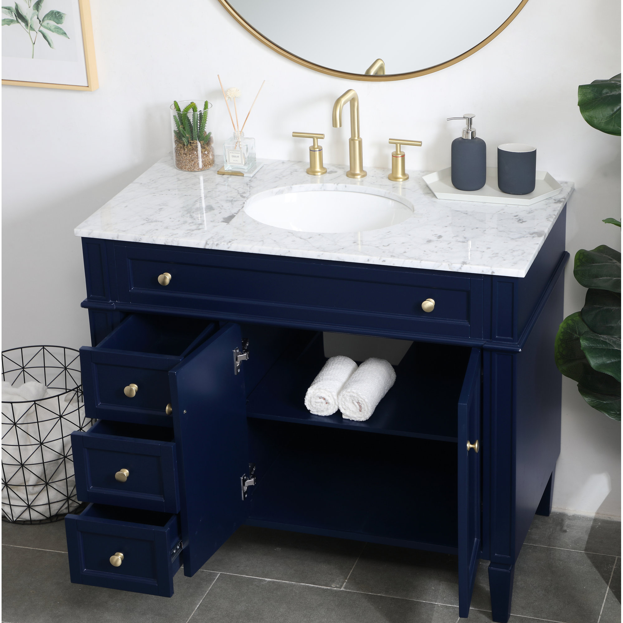 Rivers 40'' Single Bathroom Vanity, Blue