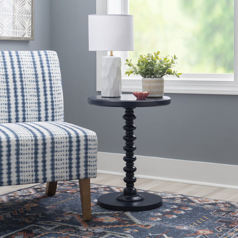 Table de bout à piédestal Fiama, Bleu marine, H 22,25 po x l 17 po