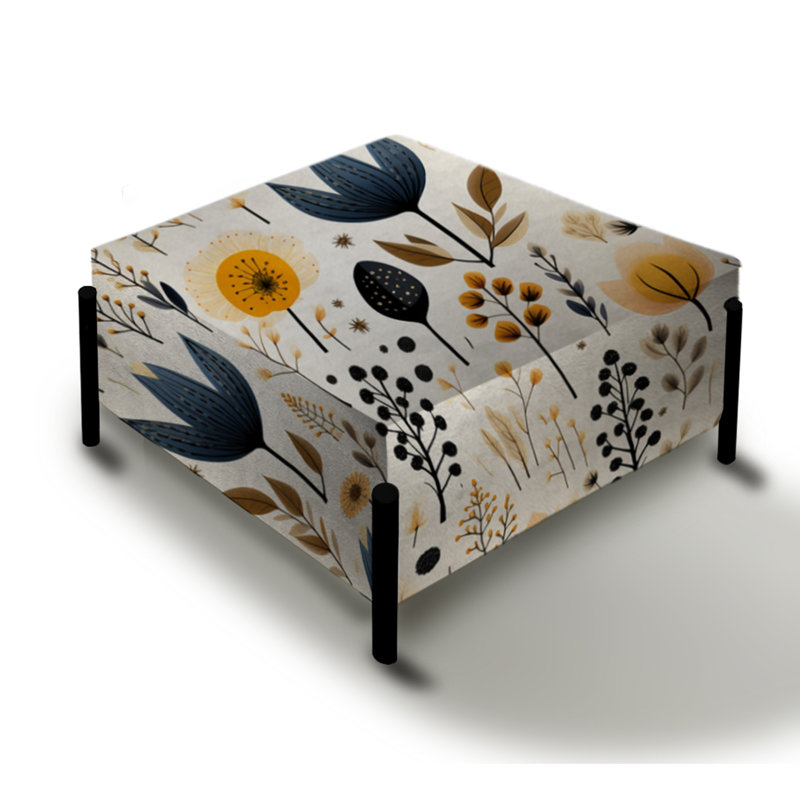 Simplicité en fleurs scandinaves bleues - grand repose-pieds carré floral