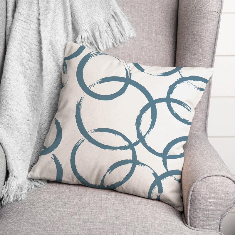 Collection 2 Circles Geometric Throw Pillow, Blue