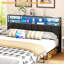 Têtes de lit pour lit avec tablettes de rangement, ports et prises USB avec tête de lit à lumière DEL seulement, têtes de lit robustes à hauteur réglable avec station de charge-1106269159