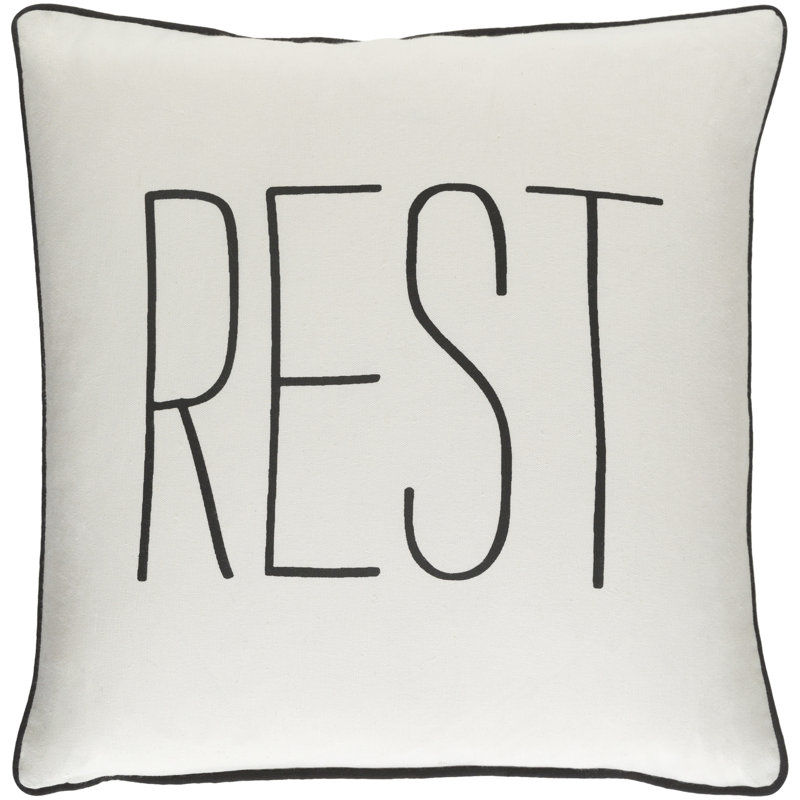 Manylath Square Cotton Pillow Cover, Polyester/Polyfill, White/Black