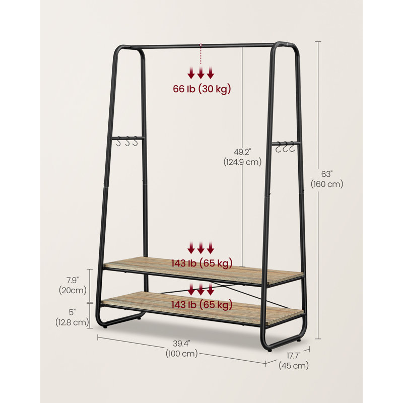 Sethe 100cm Clothing Rack, Turquolse Brown/Matte Black