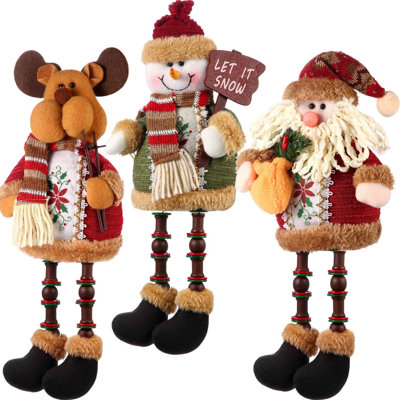 Ensemble de décoration de Noël 3 pièces père Noël, bonhomme de neige et renne