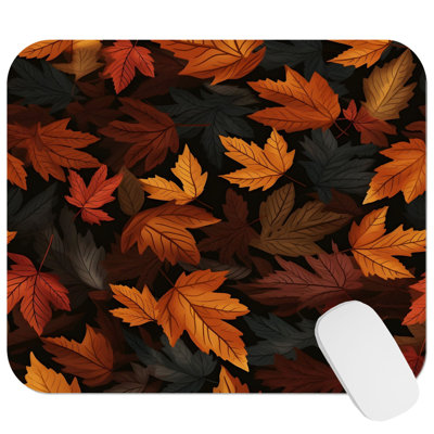 Botanical Fall Leaves VII Thanksgiving Autumn Modern Gaming Cute Office Laptop Desk Pad Gift Mat Square Rectangle Non-Slip Mousepad