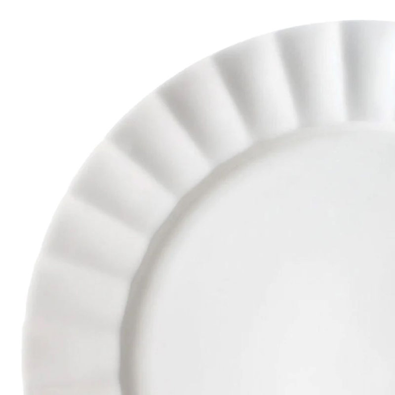 Fitz and Floyd Nevaeh White Fluted 16-Piece Chip-Resistant Bone China Dinnerware Set, Service for 4