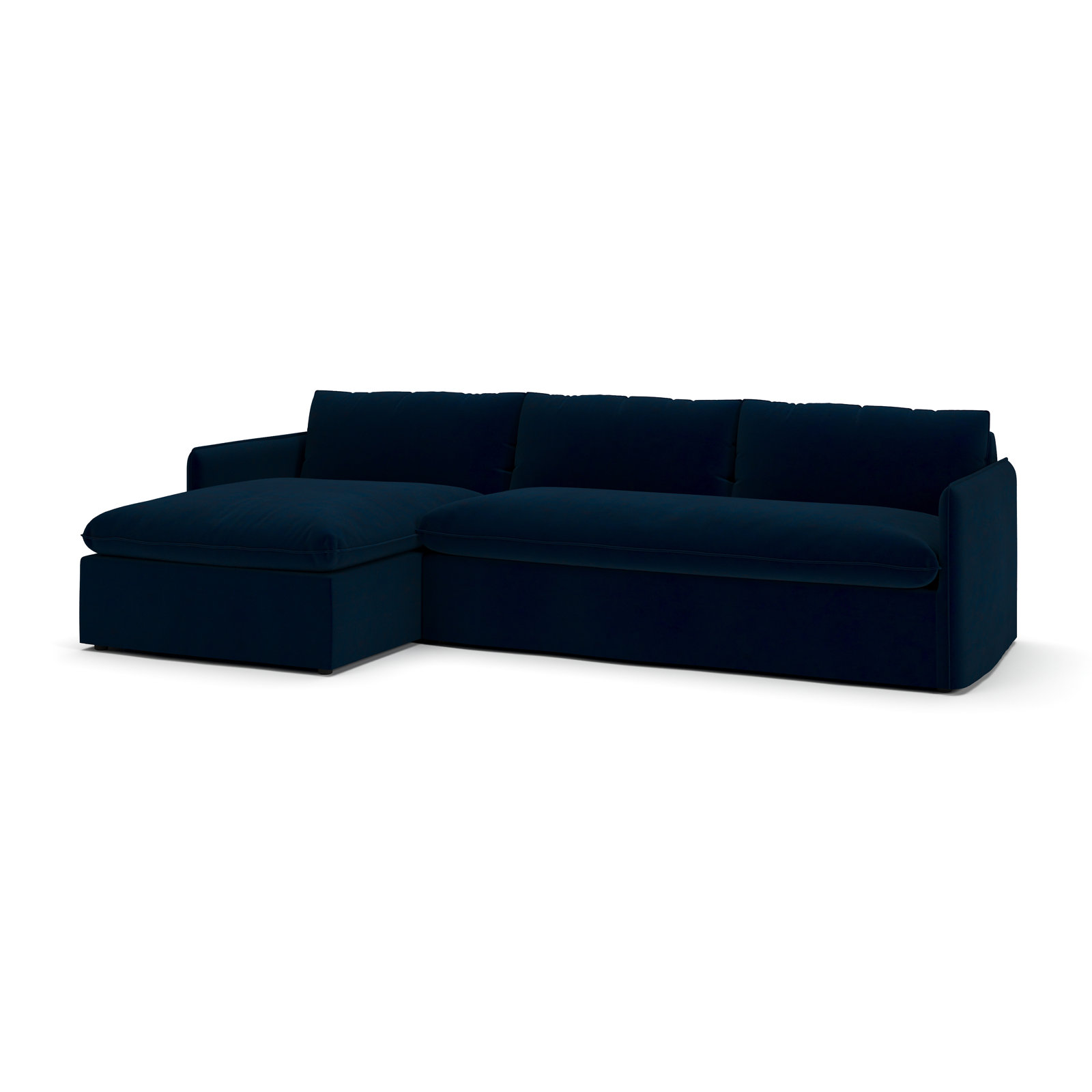 Bellatrix Sectional with Chaise, Bella Ink Blue Performance Velvet, Left Hand Facing