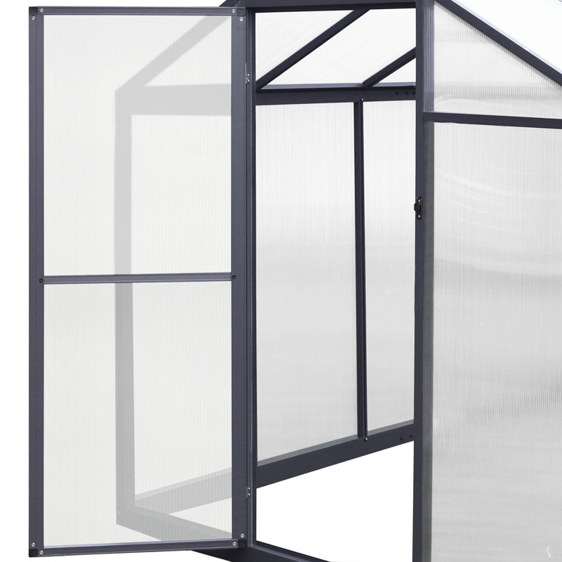 Aluminum Polycarbonate Greenhouse for Outdoor, 76.6" H x 72" W x 96" D, Gray