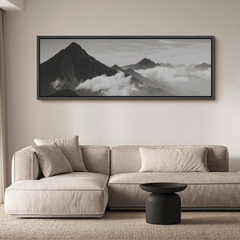 Grande impression sur toile encadrée, impression de paysage de montagne pour un décor moderne, H 20 po x l 60 po, Noir