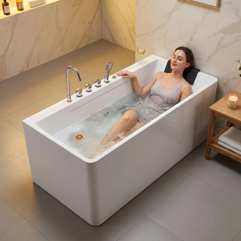 x 31.5'' Freestanding Soaking Acrylic Bathtub