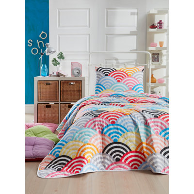 Cotton Geometric Shapes Coverlet