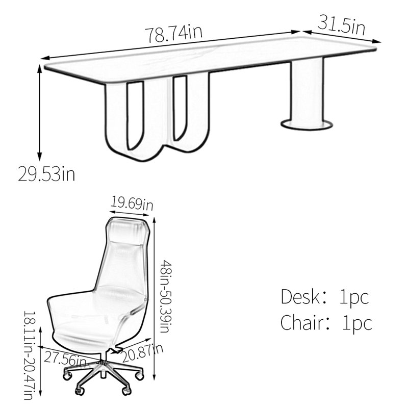 Bureau renforcé à double couche, H 29,53 po x l 78,74 po x P 31,5 po