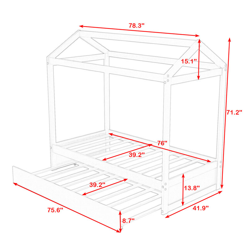 Lit plateforme simple avec lit gigogne