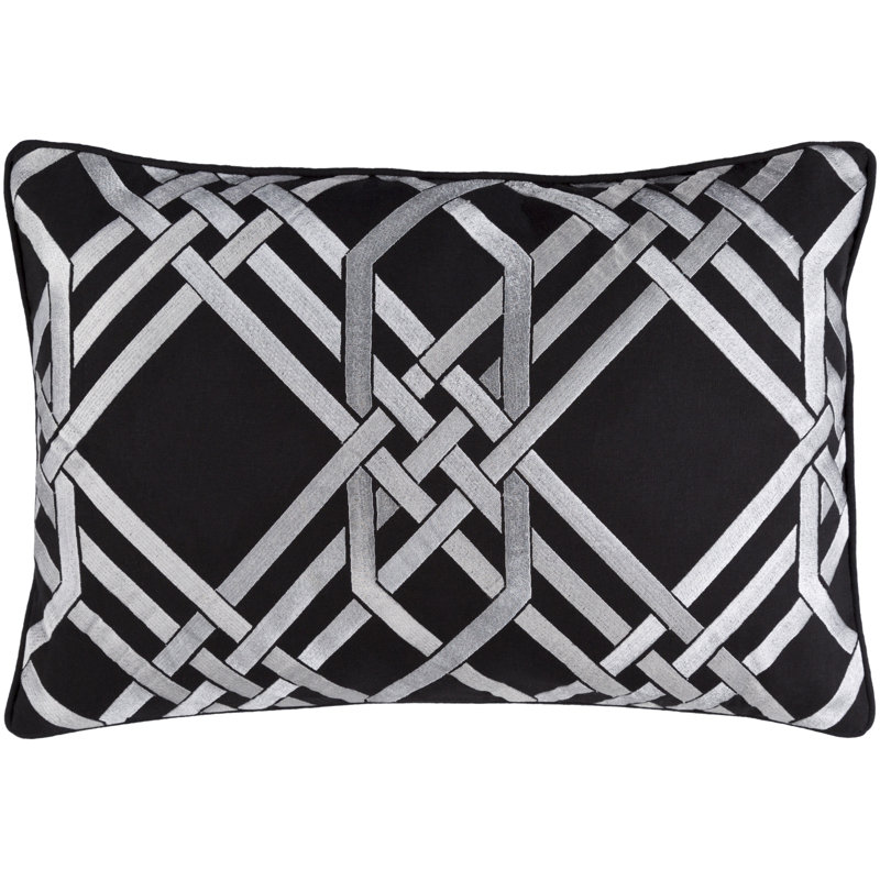 Housse de coussin Pagoda, Noir / argent