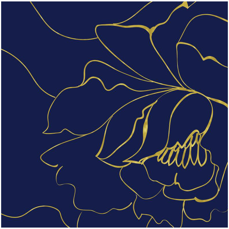 Adhésif mural floral et botanique, Bleu marine / doré, l 120 po x L 180 po