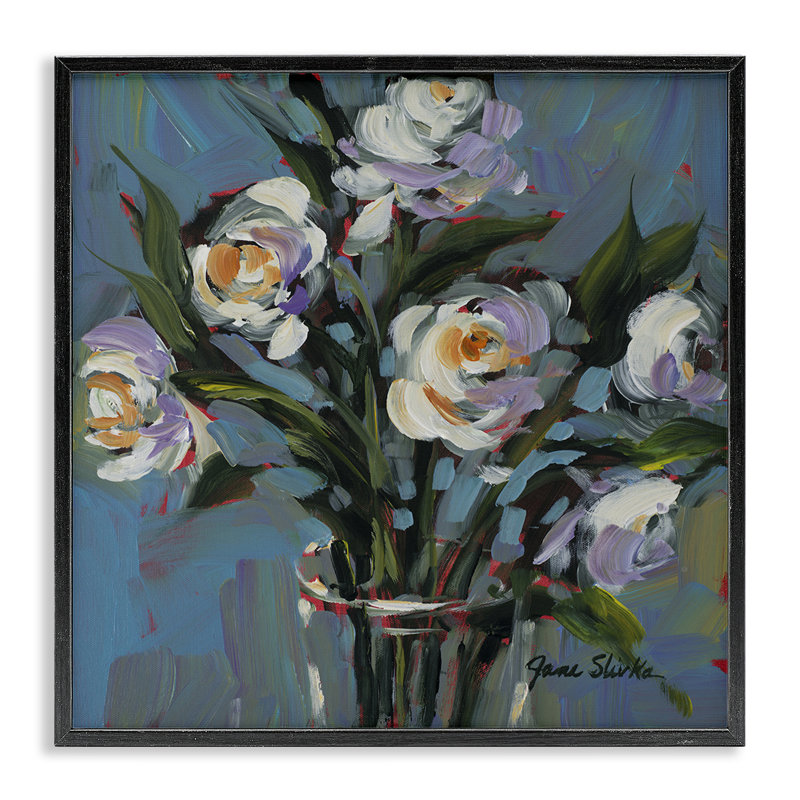 «Florals That Make You Smile», estampe numérique encadrée, design by JANE SLIVKA, Giclée encadrée noir minuit