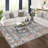 Vintage Floral 5×7 Area Rug, Green and Red Washable Distressed Foldable Low Pile Soft Non-Slip Rug, Non-Shedding Stain Resistant Floor Cover for Living Room, Bedroom,Playroom-889024726