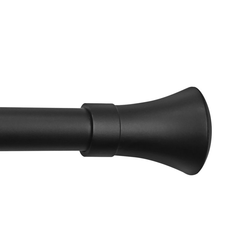 Tringle à rideaux simple Hetrick, H 3,25 po x (l 24 po à 48 po) x P 2,25 po, Noir Aaron (100 % acier)