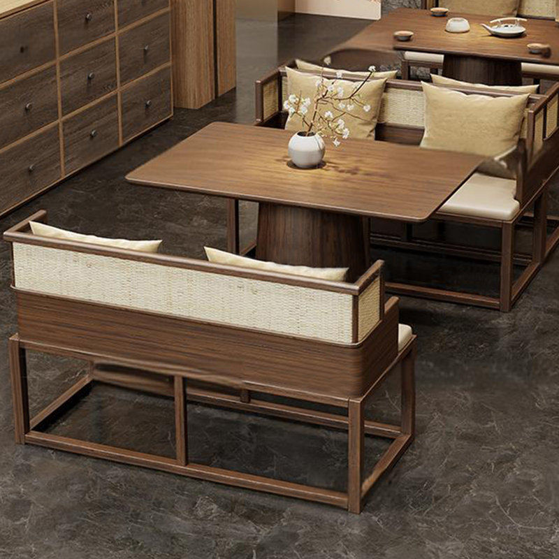 Banc rembourré en similicuir de style chinois