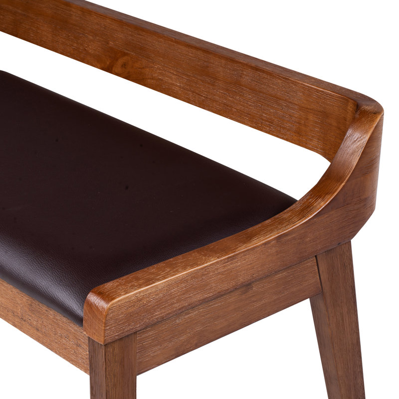 Aybri Faux Leather Upholstered Bench, Brown/Chestnut