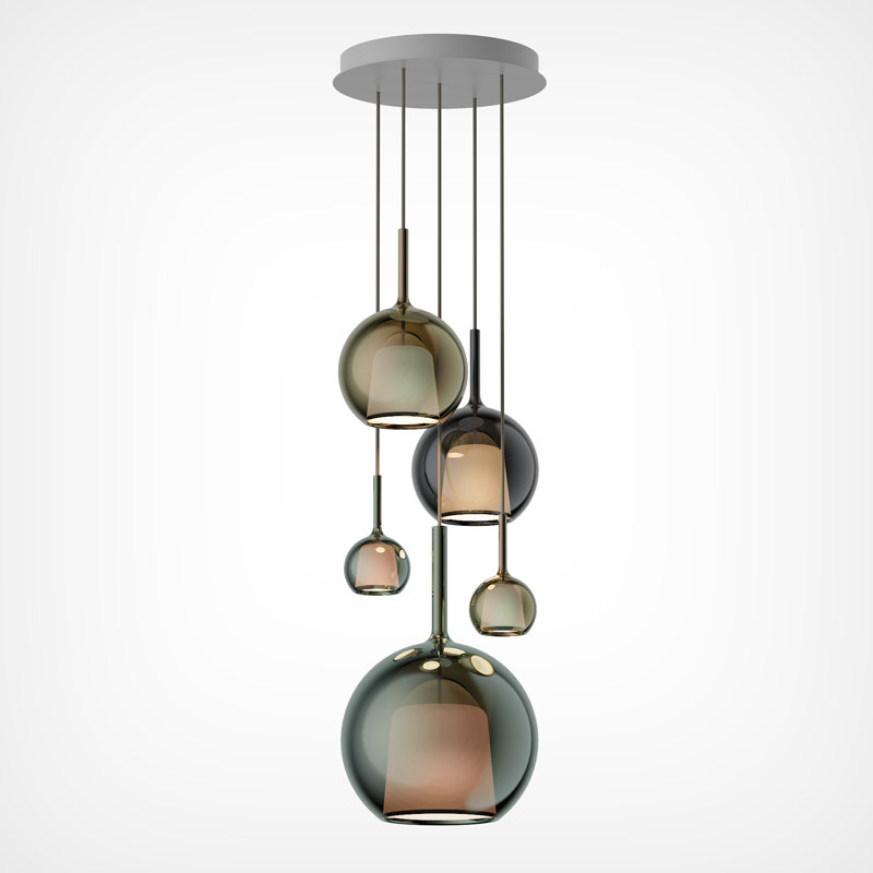 Glo Round Chandelier Pendants, Mixed Color, 5 Lights